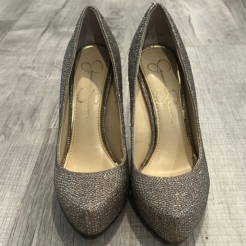 Jessica Simpson Gold Glitter Heels